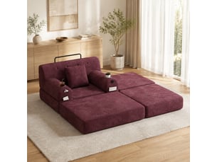 Fauteuil convertible <strong>MODENVIE</strong> <strong></strong> Velours côtelé rouge