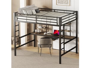 Lit mezzanine 140x200 cm <strong>HAVRYA</strong>  <strong></strong> coloris noir