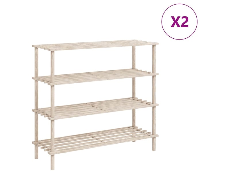  Meuble à chaussures, range-chaussures à 4 étagères 2 pcs bois de sapin solide  - Conforama A