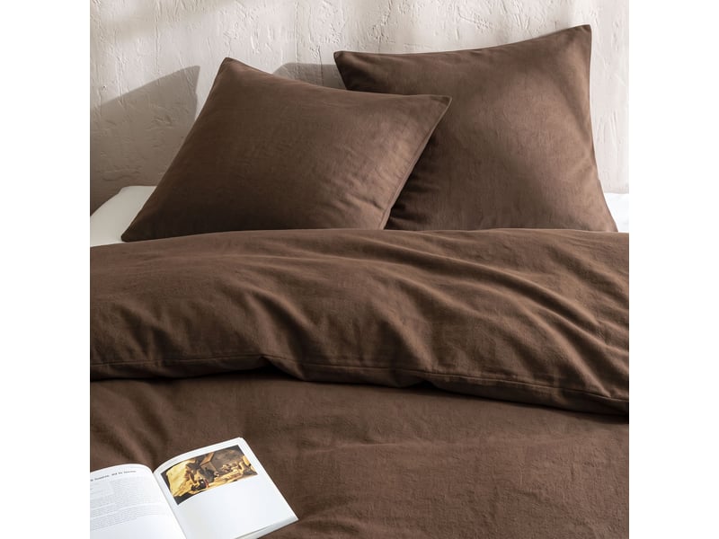  Parure de lit 240x220 flanelle marron terre de nuit  - Conforama B