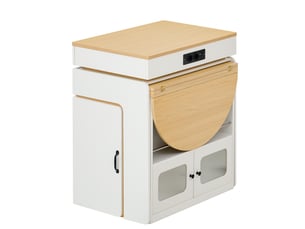 Îlot central cuisine extensible avec table, station de charge & led - meuble de cuisine multifonctionnel en mdf et pb avec rangements