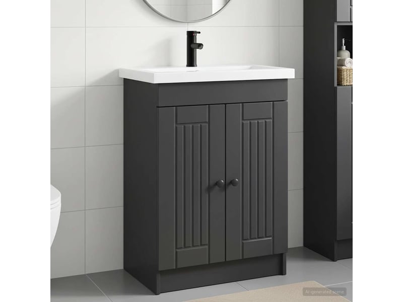  Ensemble de mobilier de salle de bain noir 78.5x37.5x81 cm shl3480  - Conforama B