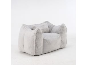 Fauteuil poire géant 123x97x73 cm – gris – coussin inclus, mousse haute densité et confort