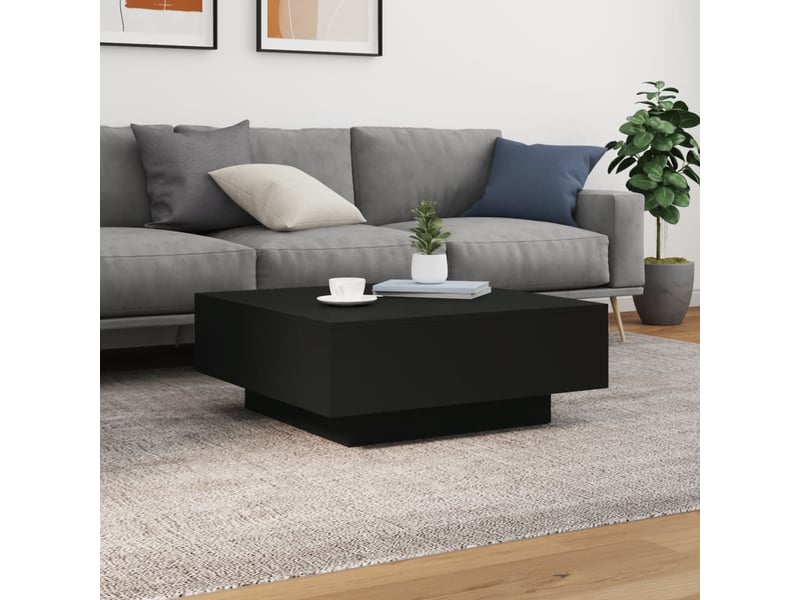  Table basse - table de salon - table à thé avec lumières led noir 80x80x31 cm  - Conforama E