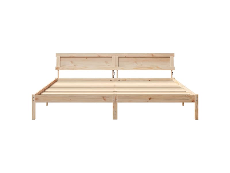  Lit double- lit adulte -  cadre de lit marron 200 x 200 cm bois massif en pin  - Conforama D