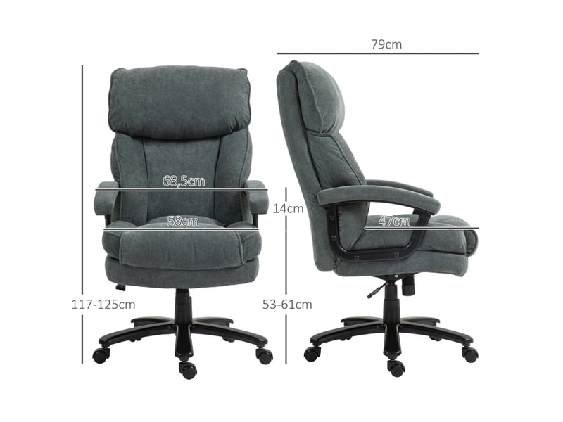 Chaise de bureau haute grise en tissu, réglable et pivotante avec fonction bascule, supporte jusqu'à 200 kg - Conforama C