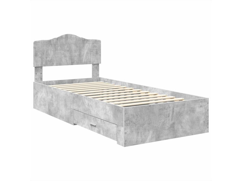  Lit simple- lit adulte -  cadre de lit gris béton 100 x 200 cm bois d'ingénierie  - Conforama C