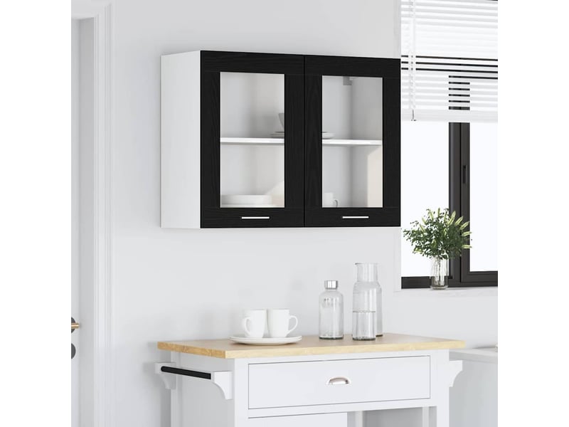  Meuble de rangement, armoire suspendue lyon chêne noir 80x31x60cm shl7777  - Conforama D