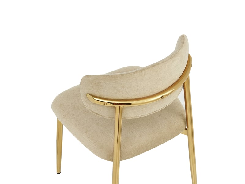  Lot de 6 chaises de salle à manger, dossier courbé, métal et bois, couleur marron et doré  - Conforama R