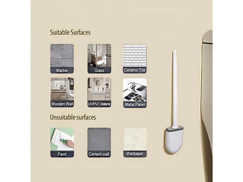  Brosse wc, brosse wc avec support en silicone, brosse wc avec support en silicone et installation rapide, blanc.  - Conforama E