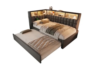 Lit gigogne 90x200 cm coloris gris