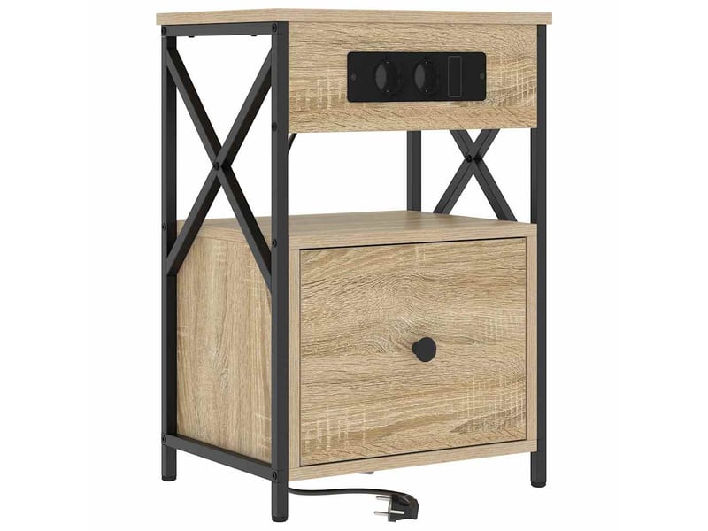 Lot de 2 cabinet de chevet, table de nuit chêne sonoma 40 x 31 x 60 cm shl3473 - Conforama E