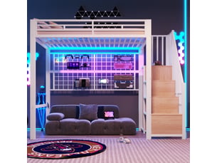 Lit mezzanine 90x200 cm <strong>ZOVIRA</strong> <strong></strong> coloris blanc