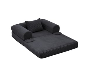 Fauteuil convertible   Velours côtelé noir