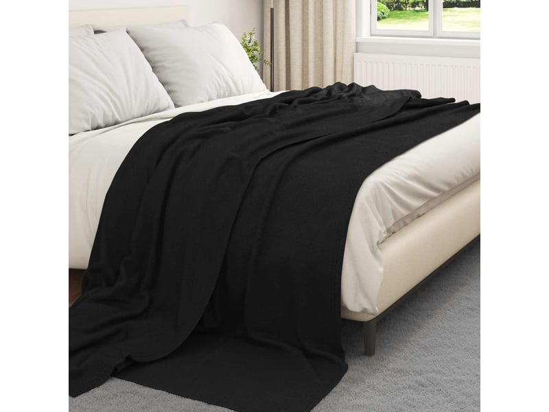 Plaid canapé noir 240x220 cm 0.74 kg polaire - Conforama C