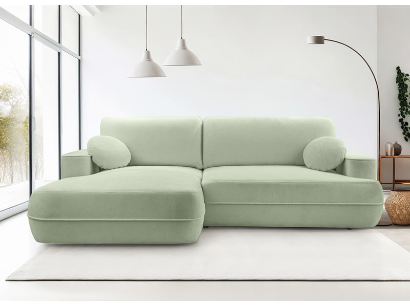  Canapé d’angle avec fonction lit peoni 267 cm vert sauge g Peoni - Conforama B