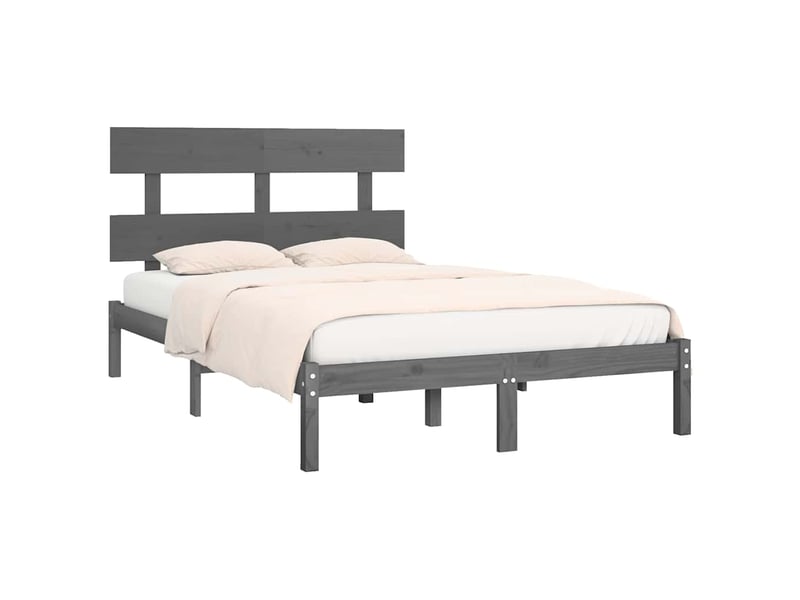  Lit double- lit adulte -  cadre de lit sans matelas gris 200x200 cm bois massif  - Conforama B