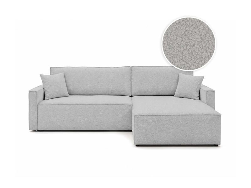  Farah - canapé d'angle max réversible et convertible 5 places accoudoirs slim en tissu bouclettes généreuses  - Conforama A