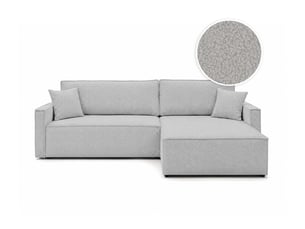 Canapé d'angle réversible convertible LOUNGITUDE FARAH 5 places Tissu bouclette Gris clair