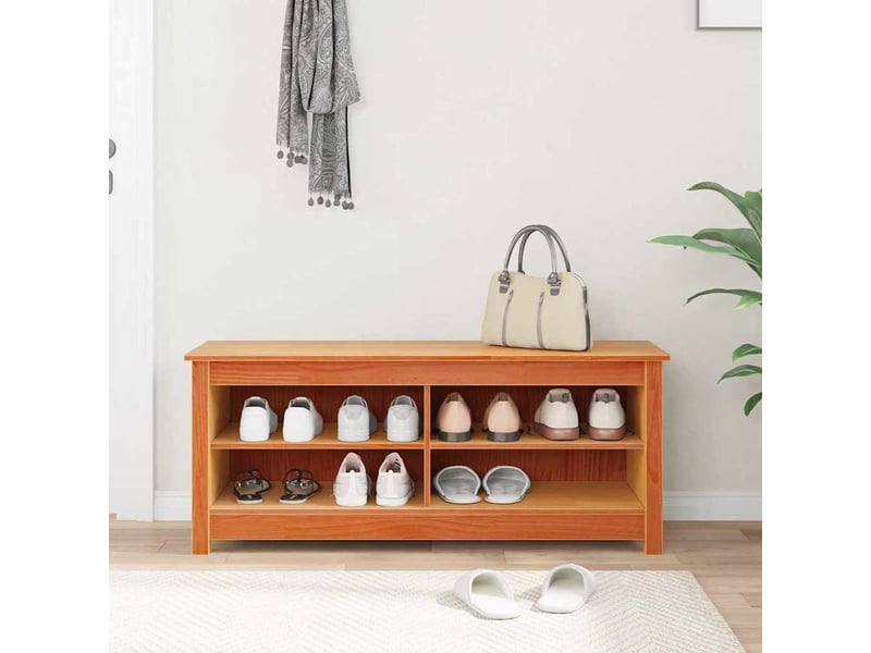  Banc de rangement 110x38x45,5 cm bois de pin massif  - Conforama D