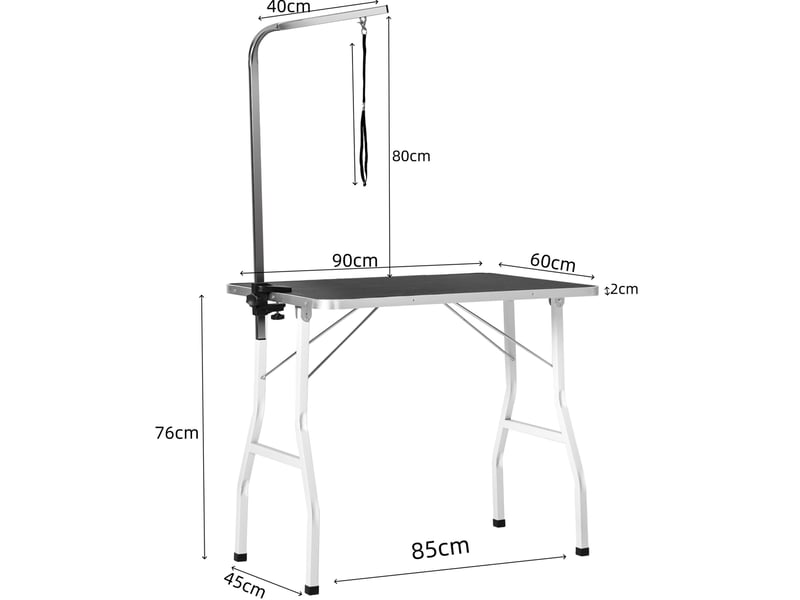  Plateforme pliable réglable 90 x 60 x 76 cm noir et blanc en acier avec bras de maintien  - Conforama C