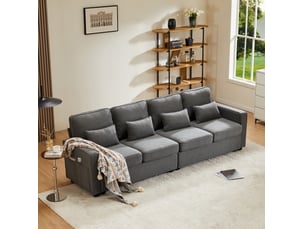 Canapé droit fixe <strong>FLORAGRACE</strong> <strong></strong> 4 places Polyester gris