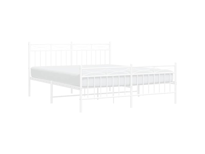  Lit double- lit adulte -  cadre de lit métal sans matelas et pied de lit blanc 150x200 cm  - Conforama C