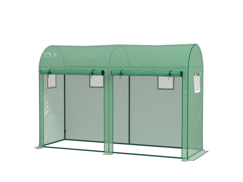  Serre extérieur 300x100x200 cm, 4 fenêtres, 2 portes, pe 140 gm², acier, plantesfleurs, verte.  - Conforama B