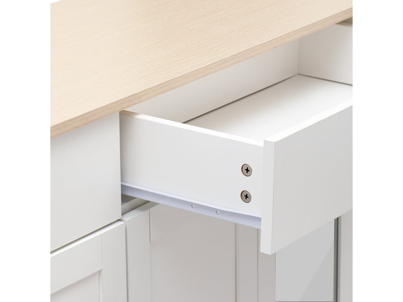 Buffet, meuble de rangement, 120 x 37 x 80 cm, avec 4 portes, 2 tiroirs, porte vitrée, pour salon, salle à manger, blanc - Conforama E