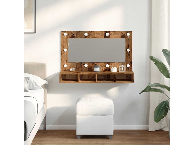  Armoire à miroir avec led vieux bois 90x31.5x62 cm  - Conforama C