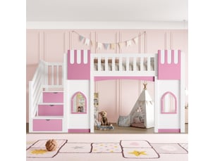 Lit mezzanine 90x200 cm <strong>OKWISH</strong>  <strong></strong> coloris bicolore