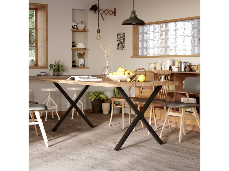  Lot de 2 pieds de table en forme en croix 70 x 72 cm noir design industriel pour table basse table de chevet  - Conforama D