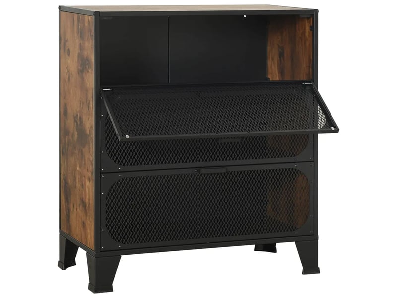  Armoire de rangement industrielle urbaine avec 2 étagères 72 x 36 x 82 cm en métal marron rustique 02_0046800  - Conforama D