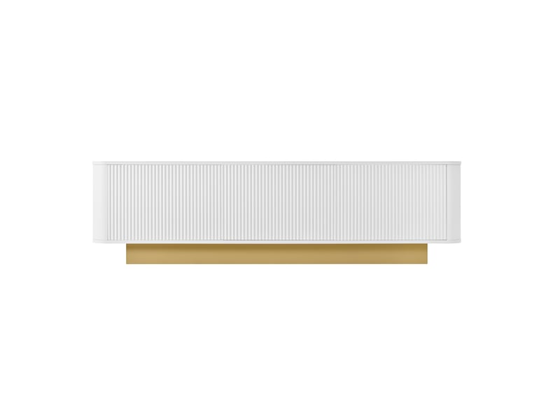  Meuble tv bas moderne avec rangement, gestion des câbles, design arrondi, façade texturée, meuble multimédia pour salon  - Conforama C