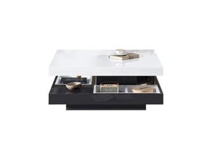 Table basse carrée avec plateau rotatif 360° et niche de rangement, style moderne, pour salon, 70 × 70 × 36 cm