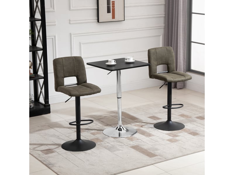  Table de bar réglable en hauteur, pivotante à 360°, pieds anti-rayures, base métallique stable, noirargent  - Conforama D