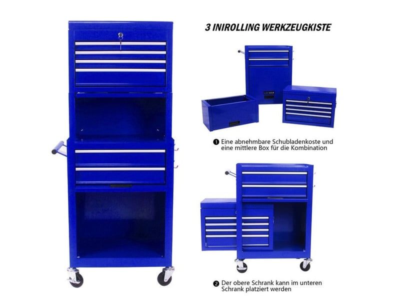  Armoire à outils sur roues - 6 tiroirs - roues universelles - verrouillable - panneau suspendu - acier 60x33x110cm - Conforama C