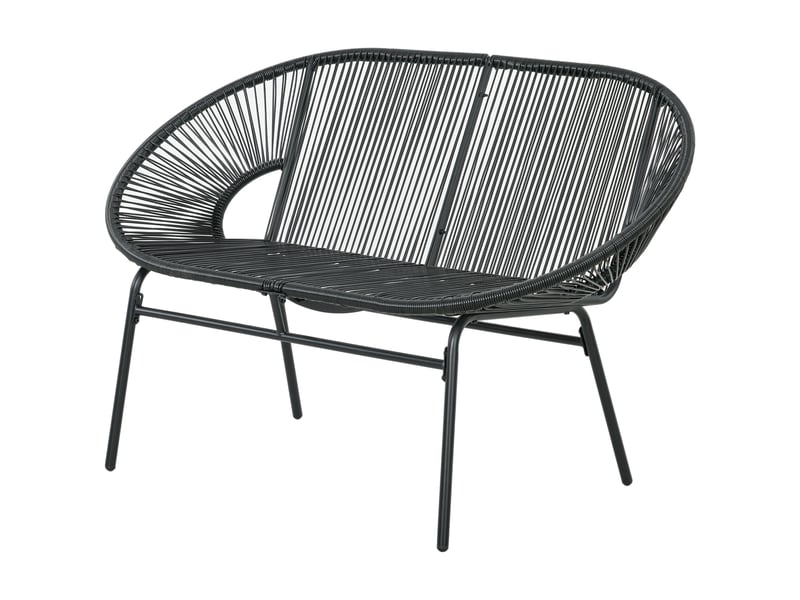  Banc de jardin 2 places en résine tressée et acier noir 132 x 72 x 83 cm  - Conforama B