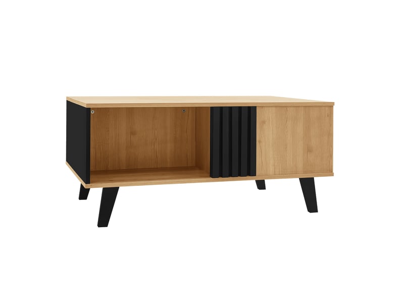  Table basse naturel, rangement, portes vitrées, design moderne, structure robuste, entretien facile - 100x60x45cm - salon  - Conforama D