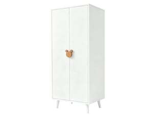 Armoire 2 portes avec penderie, 2 tiroirs et rangement bas pour chambre d’enfant en mdf blanc 140 × 55 × 170 cm