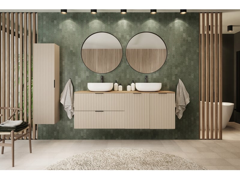  Meuble bas de salle de bain avec panier à linge flow cachemire 40 cm  - Conforama B