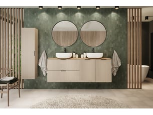Meuble bas de salle de bain avec panier à linge flow cachemire 40 cm