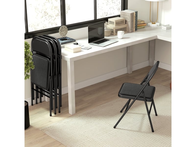  Chaises pliantes lot de 4 avec assise rembourrée - lpospi - dossier textile, métal, bureaurepas - noir  - Conforama C