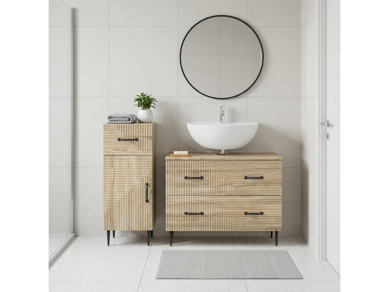 Ensemble de 2 meubles de salle de bain haarlem chêne sonoma cf63164  - Conforama B