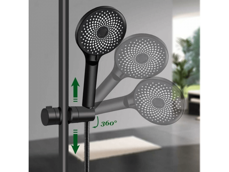 Support de douche pour tringle de douche de 18 à 25 mm, en abs solide, support de pomme de douche épais et amélioré, noir mat - Conforama D