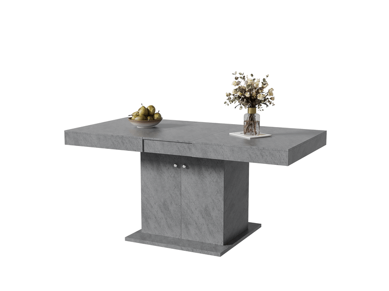  Table extensible, 140-180x80x76 cm, extension automatique et espace de rangement, panneau de particules, coloris gris  - Conforama A