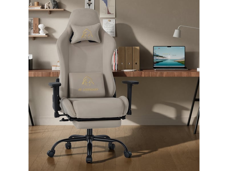 Chaise gaming ergonomique - avec repose-pieds - accoudoirs réglables 4d - dossier inclinable réglable de 90 à 135° - assise à ressorts ensachés - charge maximale 136 kg, marron - Conforama B