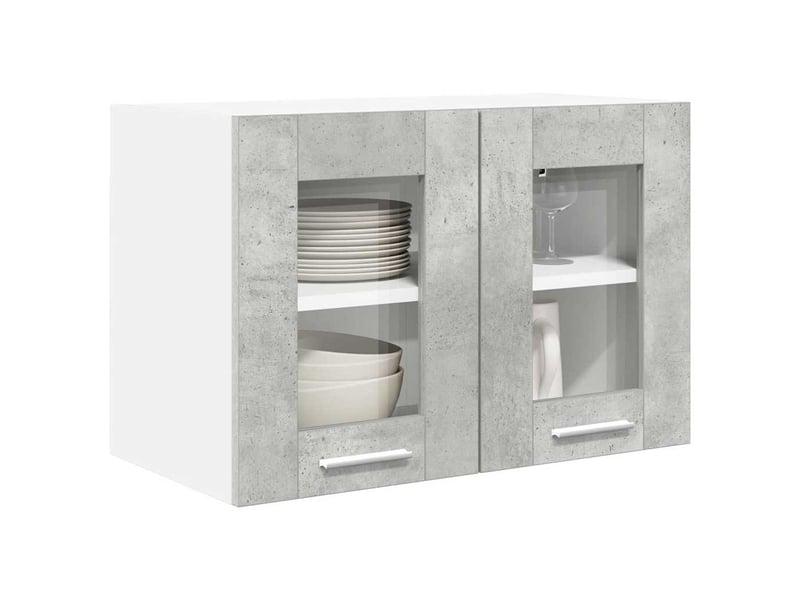 Meuble de rangement cuisine, armoire suspendue 2 pcs gris béton bois d'ingénierie shl7174 - Conforama C