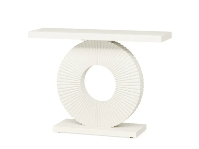  Table console 100x30x79 cm cadre géométrique mdf métal blanc  - Conforama A