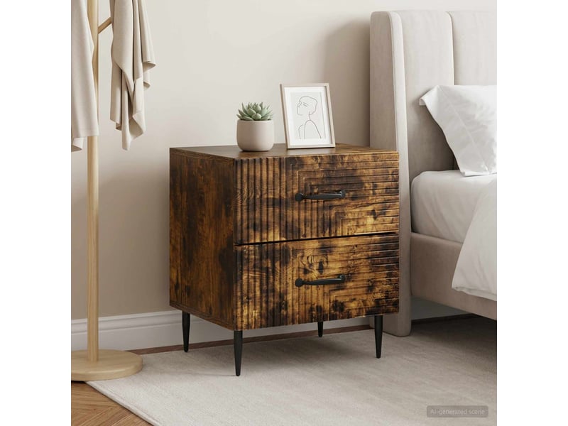  Table de chevet - cabinet de chevet - table de nuit 2 pièces chêne fumé 43 x 34,5 x 47,5 cm  - Conforama C